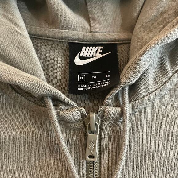 Nike Crop Hoodie | Army Green, Olive, Loose Relaxed Fit, Full Zip, XL NWOT $79 - Picture 2 of 11